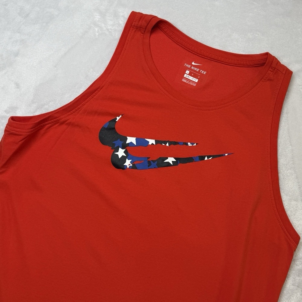 Nike Dri-Fit Men's Sleeveless Tank Red Patriotic Swoosh Size L